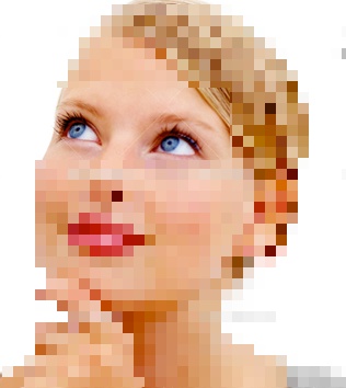 Pixelated face with the eyes revealed.